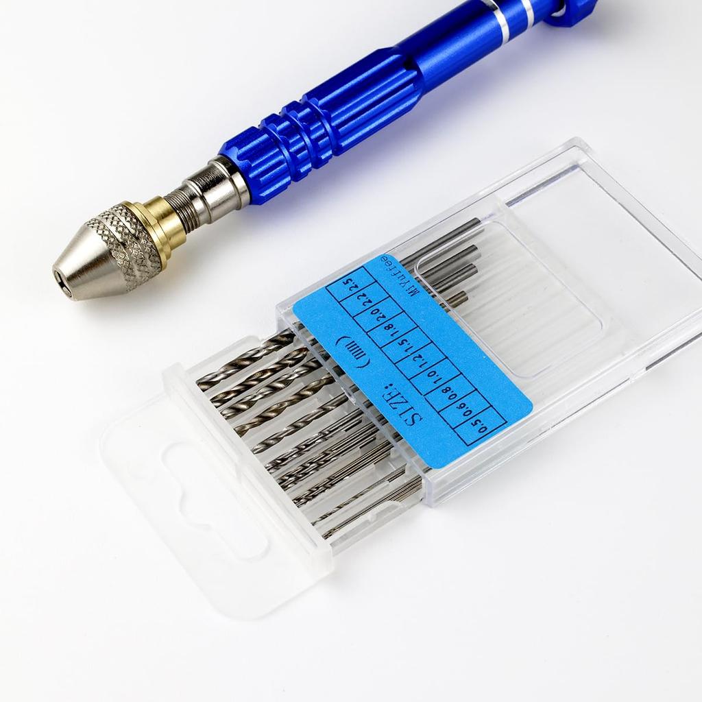 Precision Pin Vise with 10 20 Hand Hole Craft Model Crafts Drill, 0.5mm - 2.5mm, Sizes, Blades, Set, Drill, Making, Tool, Resin, Making,