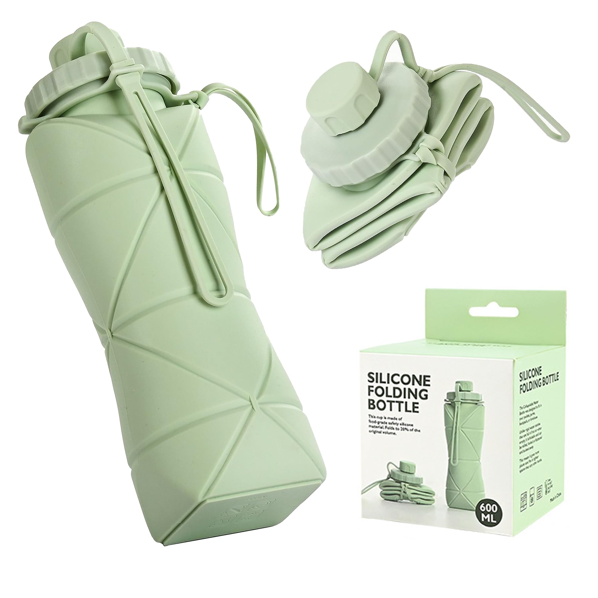 

KRGNPLE 600 мл складная силиконовая бутылка для воды складная кружка с крышкой использование портативный термостойкий многофункциональный стильный для отдыха на природе/пикника/путешествий/повседневного использования