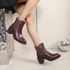 Damen British Casual Blockabsatz Stiefel mit spitzer Zehenpartie