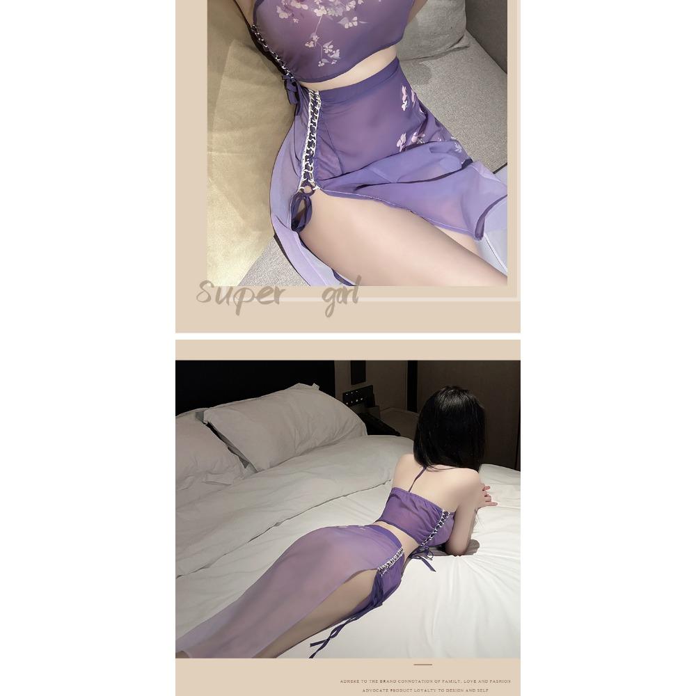Sex Underwear Women Wholesale Distribution Cross-border Role-playing Retro Sex Hanfu Classical Style Perspective Cheongsam Set