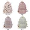 Women Cartoon Book Schoolbag with Pendant Corduroy Simple School Backpack Multi-Pockets Students Daily Backpack