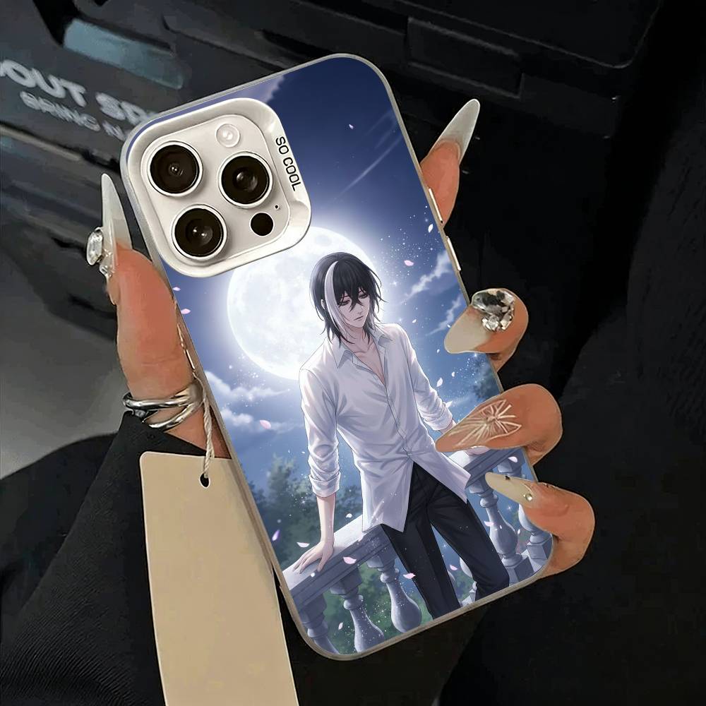 

Classic anime-B--Black- Butler Phone Case For iPhone 11 12 13 14 15 16Pro Max Plus white Sliver Phone Cover iPhone16Plus