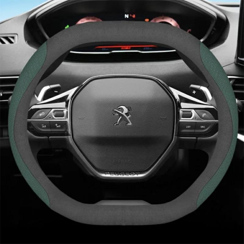 Leder Auto Lenkradabdeckung für Peugeot 3008 4008 5008 GT 2017 2018 - 2024 Atmungsaktiv Rutschfest Car-Styling Auto Zubehör