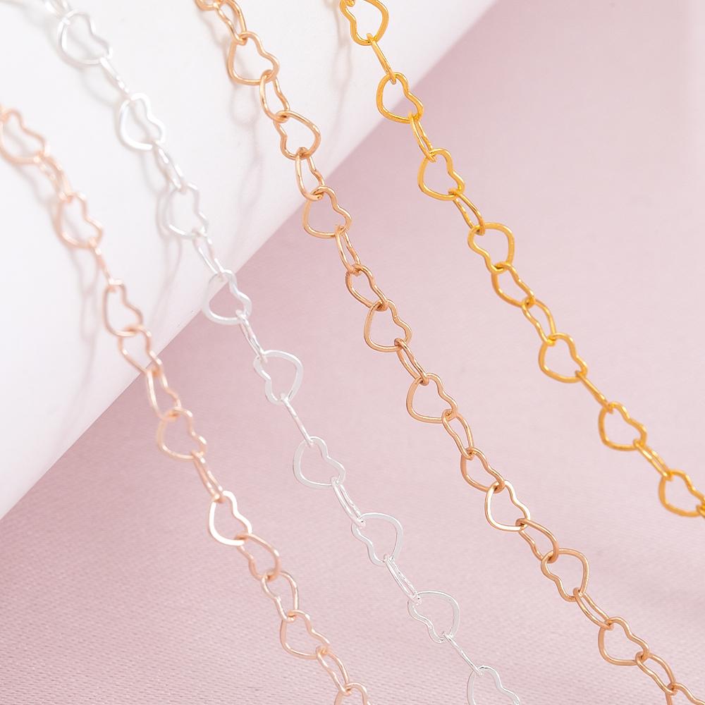 1Meter 3.2mm Necklace Heart Star Chain Gold Color Copper Link Chains Bracelet for Jewelry Making DIY Handmade Craft Wholesale