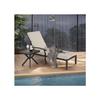 Chaise longue de jardin avec coussin en coton, chaise longue de piscine en aluminium antirouille,coussin beige imperméable (1 pièce)