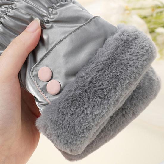 1 Pair Women Cycling Gloves Waterproof Wind-proof Touchscreen Fleece-Lined Gloves Winter Outdoor Cold Weather Warm Thick Full Finger Thermal Gloves
