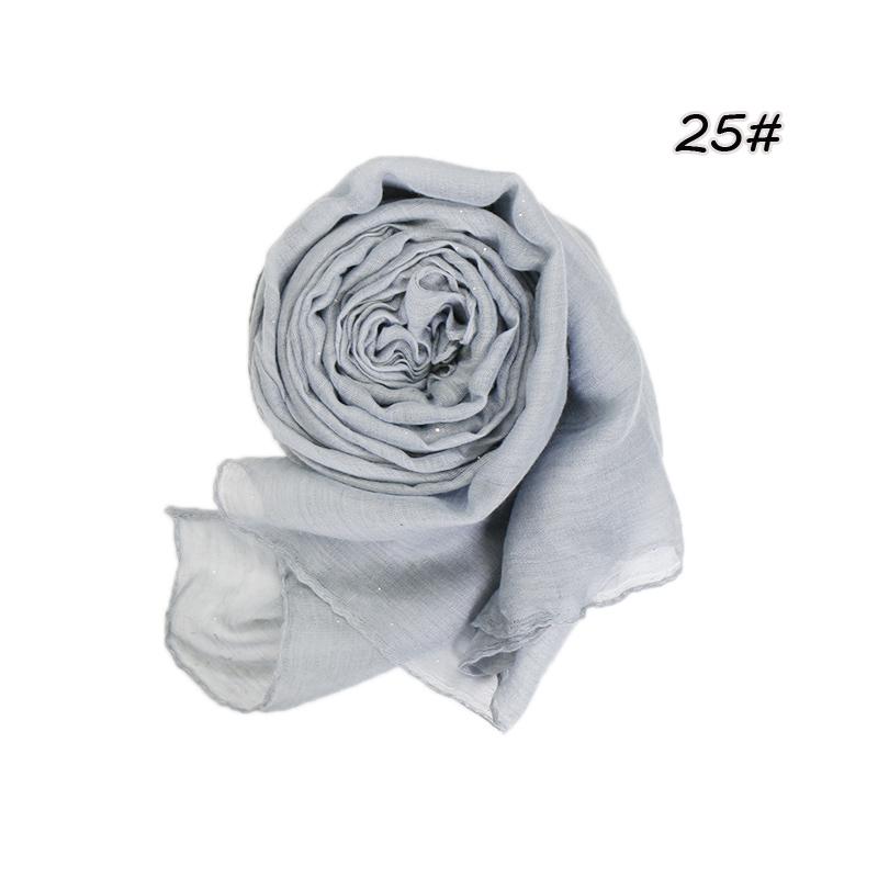 Shimmer Glitter Cotton Viscose Hijab Scarves For Women Muslim Long Shawls Headscarf Wraps Solid Headbands Stole Bufandas Turbans