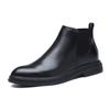 Large Size Pointed Chelsea Boots British Leather Boots Business Men's Boots Fleece Thermal Shoes