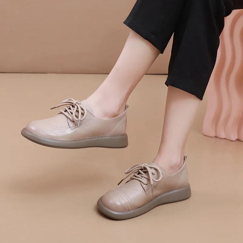 Retro Flat-bottomed Small White Shoes Women's Spring and Autumn Soft-soled Soft-faced Shoes with Plus Size Girl Shoes