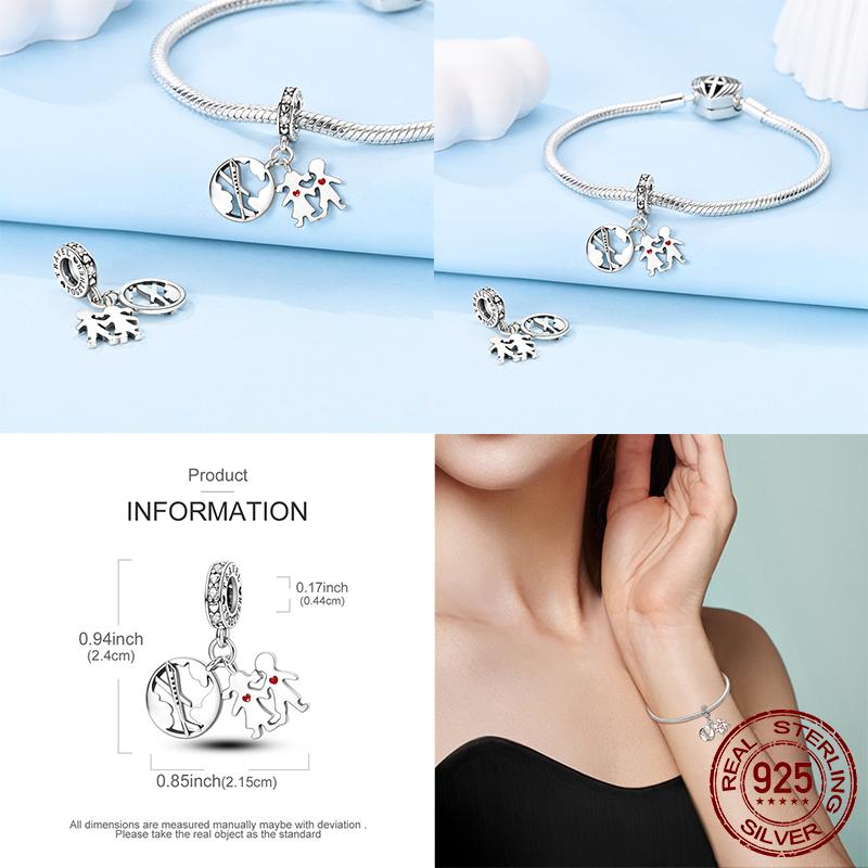 100% Copper Plane World Paris Charms Pendants Fit Original Bracelet Jewelry Making Woman Gift