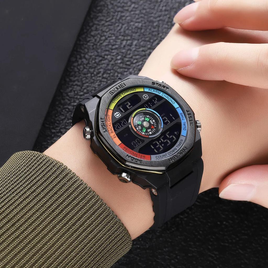 SKMEI 2209 Multifunctional Waterproof LED Watch Sports Electronic Watch Men's Outdoor Sports Compass Electronic Watch