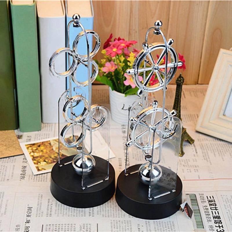 Metal and Plastic Double-Swinging Chaotic Desk Sculpture Electric Forever Motion Toy Balance Pendulum Balls