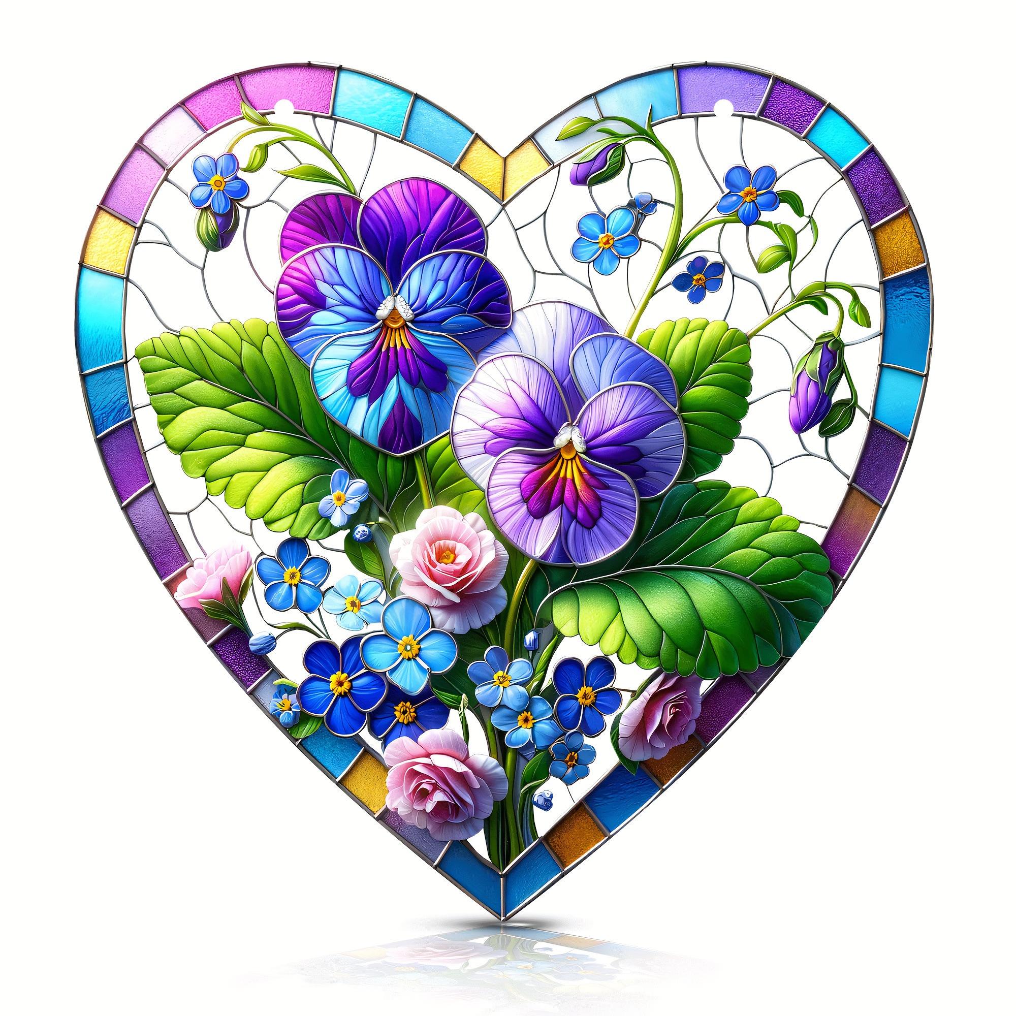 

Colorful Acrylic Heart-Shaped Sun Catcher | Vibrant Floral Design, Ideal for Home and Garden Decor, Perfect for Weddings and Holiday Gifts, Nurseries 20*20cm