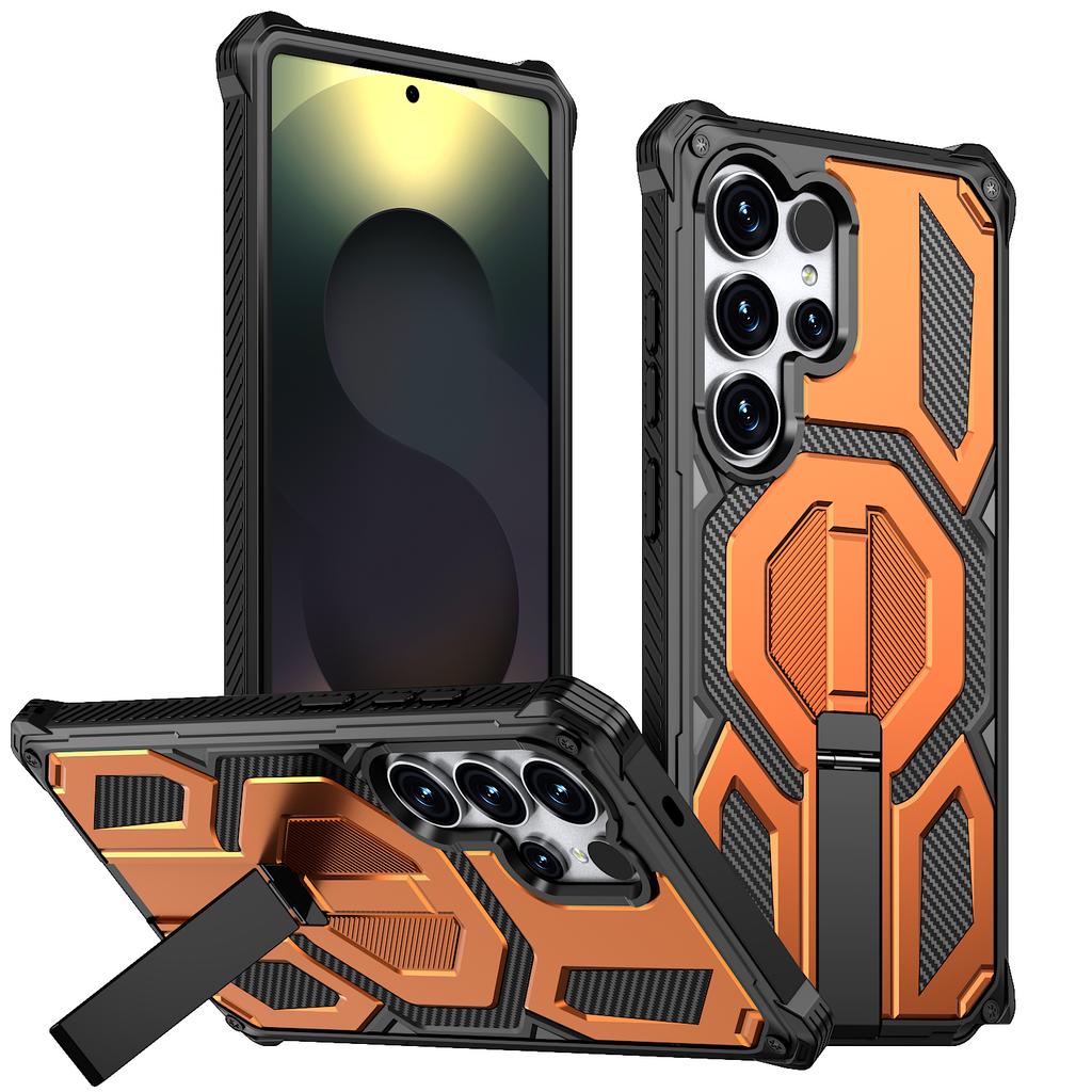 For Samsung Galaxy S25 Ultra Magnetic Case Rotating Kickstand PC + TPU Shockproof Drop-proof Phone Cover