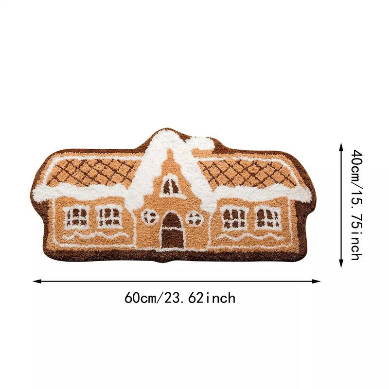 Gingerbread Christmas Door Mat Plush Decorative Rug Ultra Soft Winter Indoor Gingerbread Rug Outdoor Christmas Welcome Mat