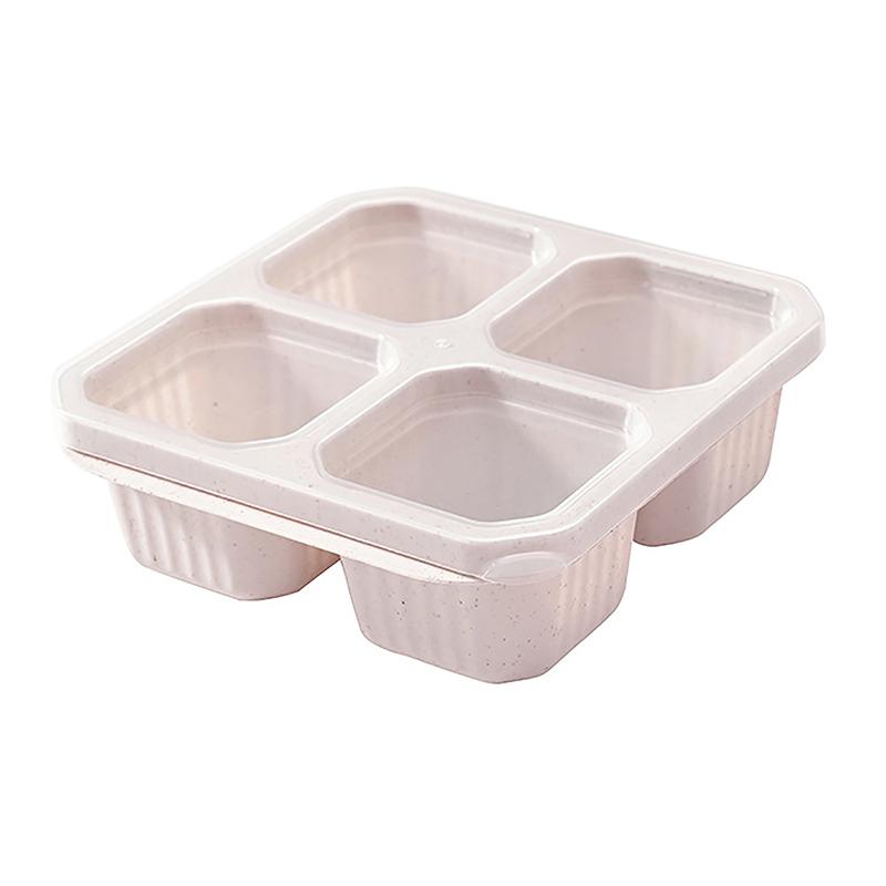 Snack Containers 4 Compartments Snack Boxes For Adults Kids Wheat Straw Meal Prep Reusable Food Storage Lunch Containers