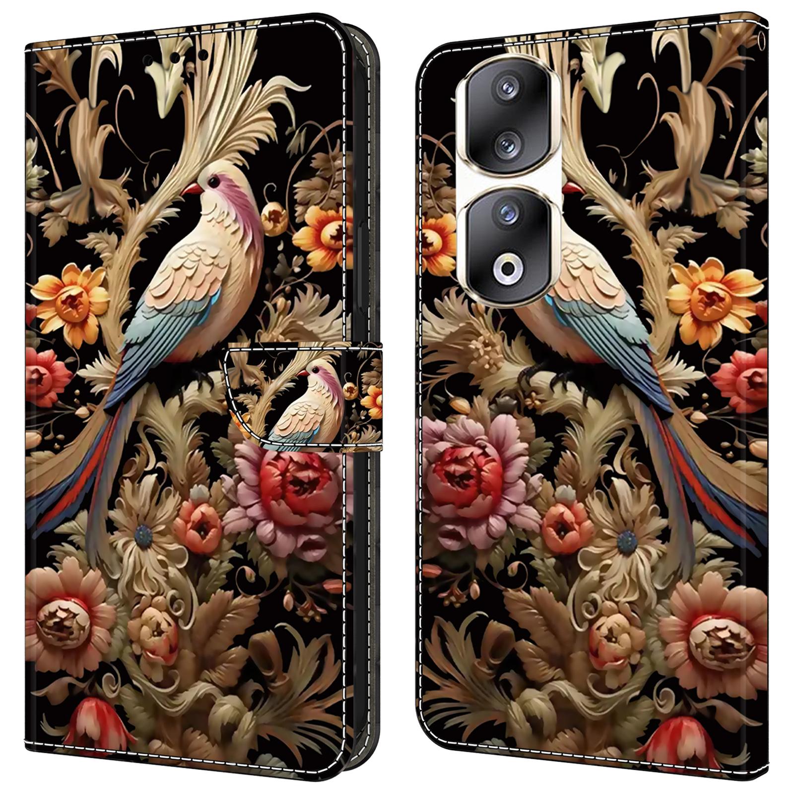

For Honor 90 Pro Case PU Leather Card Slots Phone Back Cover Pattern Printing Design J