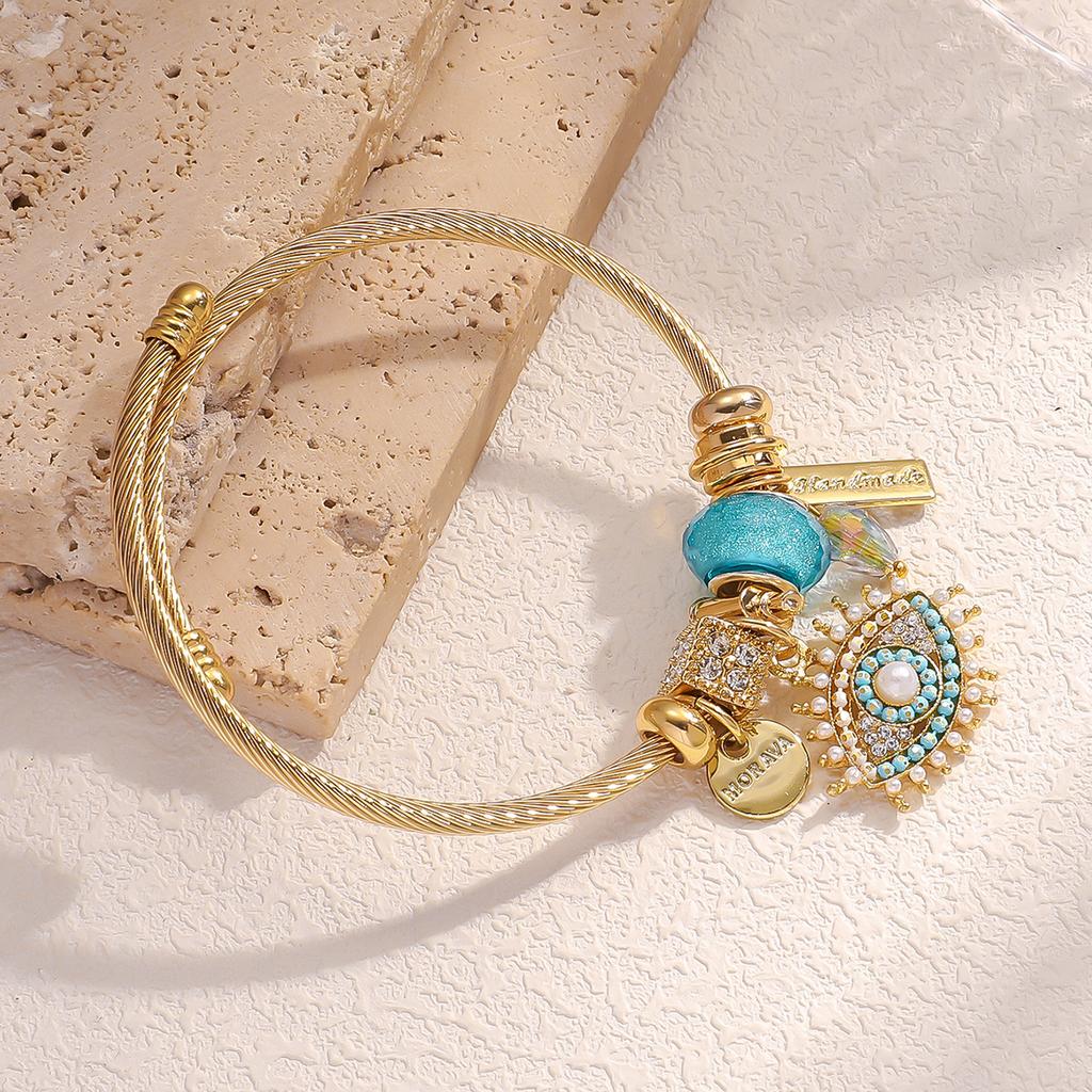 1PC Women's Fashion Pan Family Multi Element Beaded Devil's Eye Bracelet Zircon Suitable for Date, Party, Festival Gift