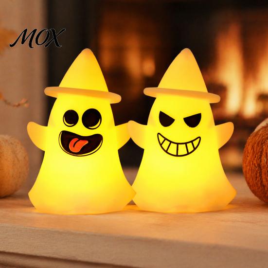 Halloween Night Light Witch Hat Ghost Light, Spooky LED Decorative Lamp, Lamp Cartoon for Holiday Party Decor Wizard