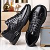 Casual leather shoes men's spring new woven fashion men's shoes men's soft-soled breathable lace-up round head sports casual shoes