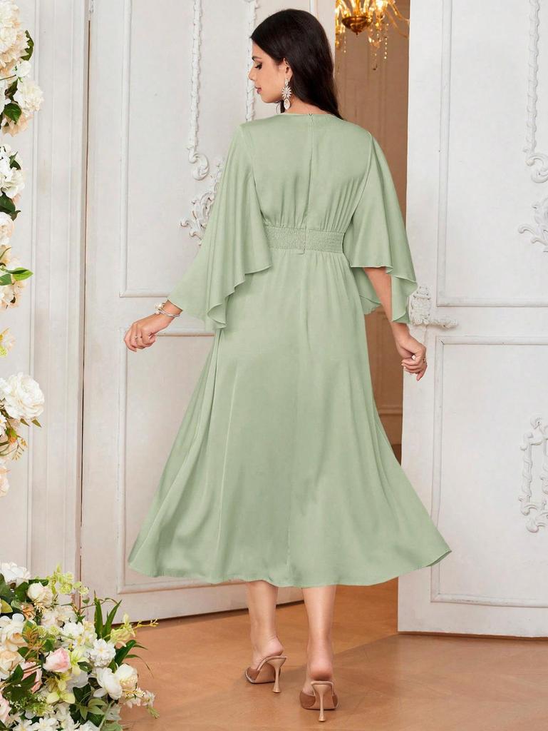 Elegant Flare Sleeve Round Neck Maternity Dress