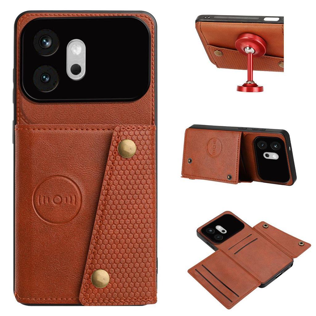 Vintage Leather Card Holder Phone Case for HONOR 600 Card Pockets Dual Snap Buttons Flip Wallet Shell