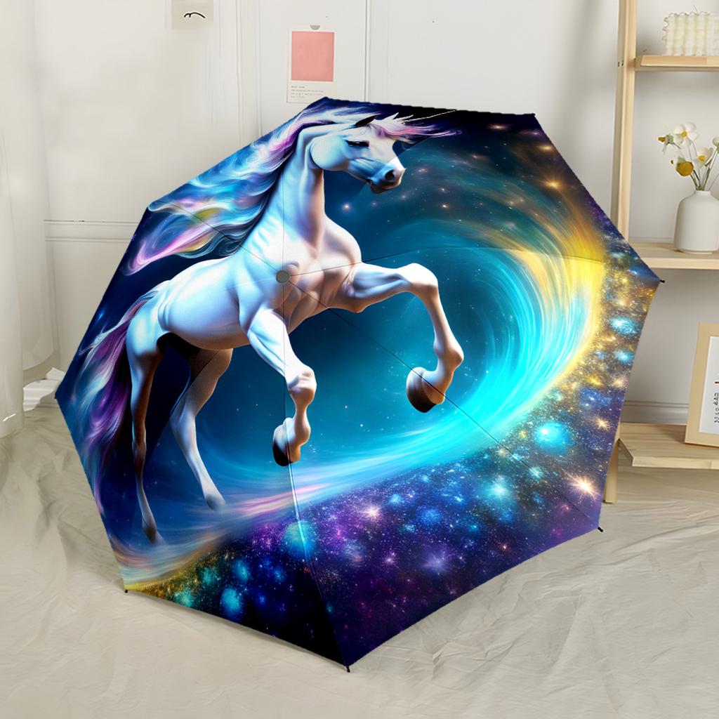 Unicorn Cosmic Spiral Automatic Umbrella Sturdy 8-Rib Shaft Sturdy Construction All-Season Travel Outdoor Accessory