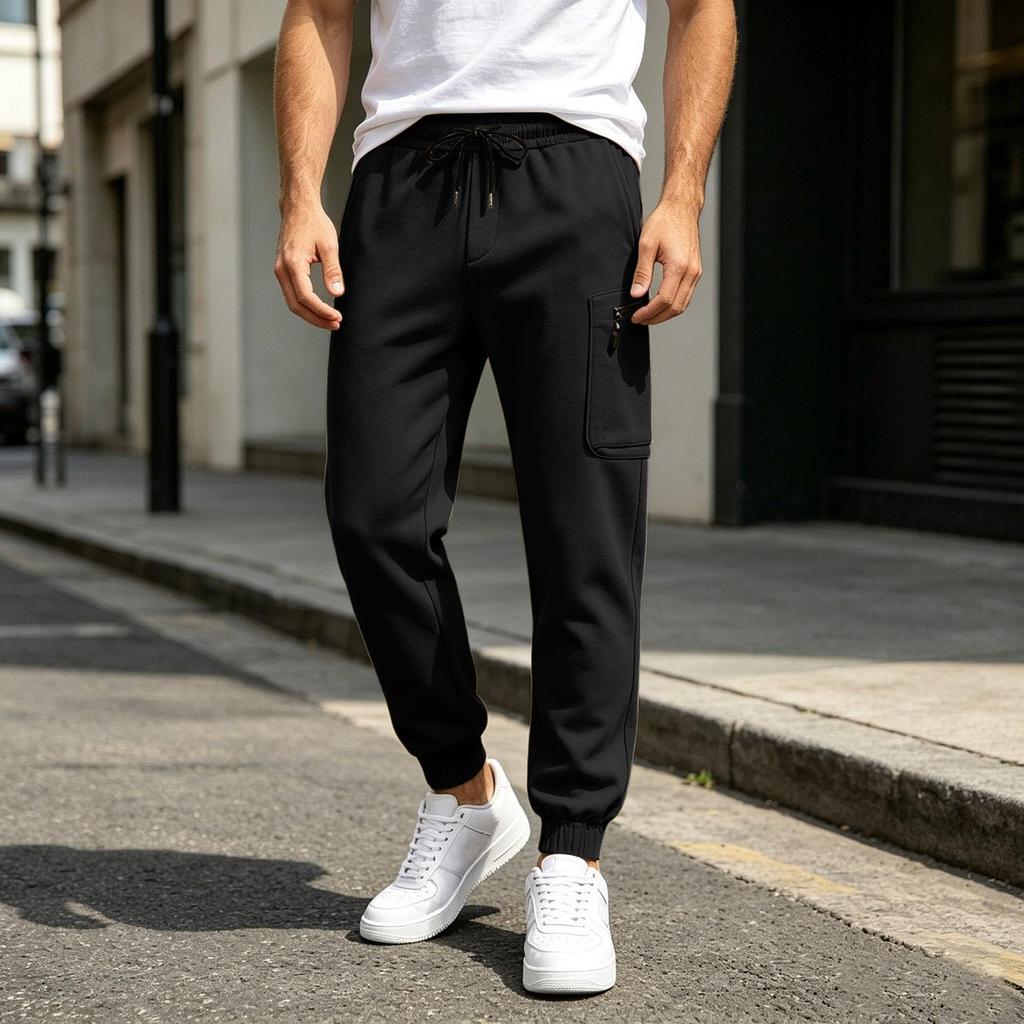 Men's Plus Size Cargo Jogger Pants with Multiple Pockets for Fall Winter