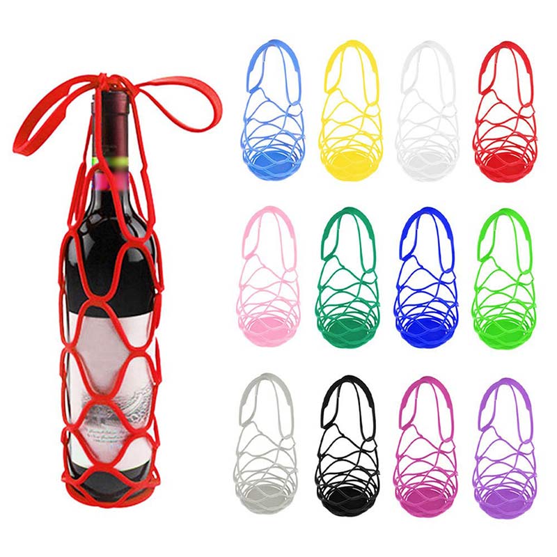 Folding Silicone Portable Red Wine Carrying Mesh Bag Breathable Mesh Storage Bag Hanging Storage Heat-Resistant Placemat