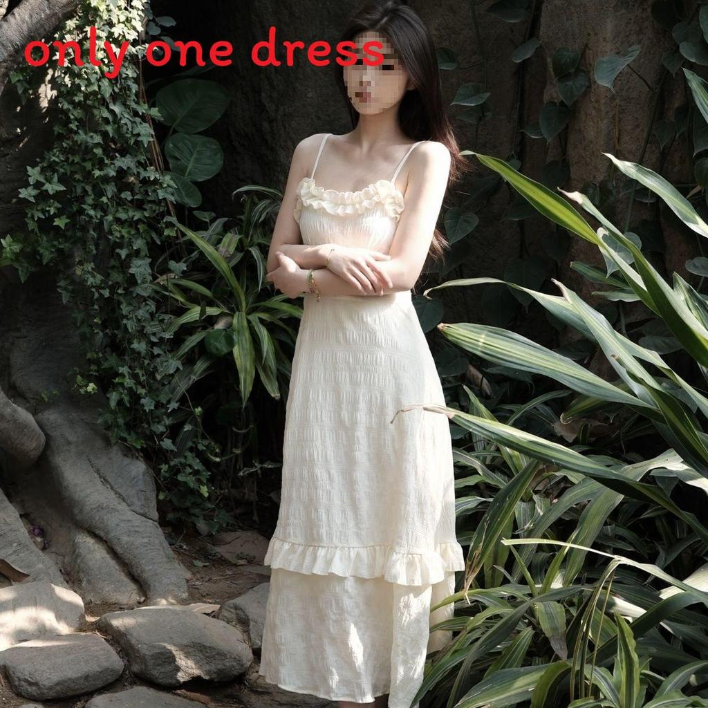 Romantic French Style Sleeveless Long Dress With Pleats And Zipper For Summer Elegance
