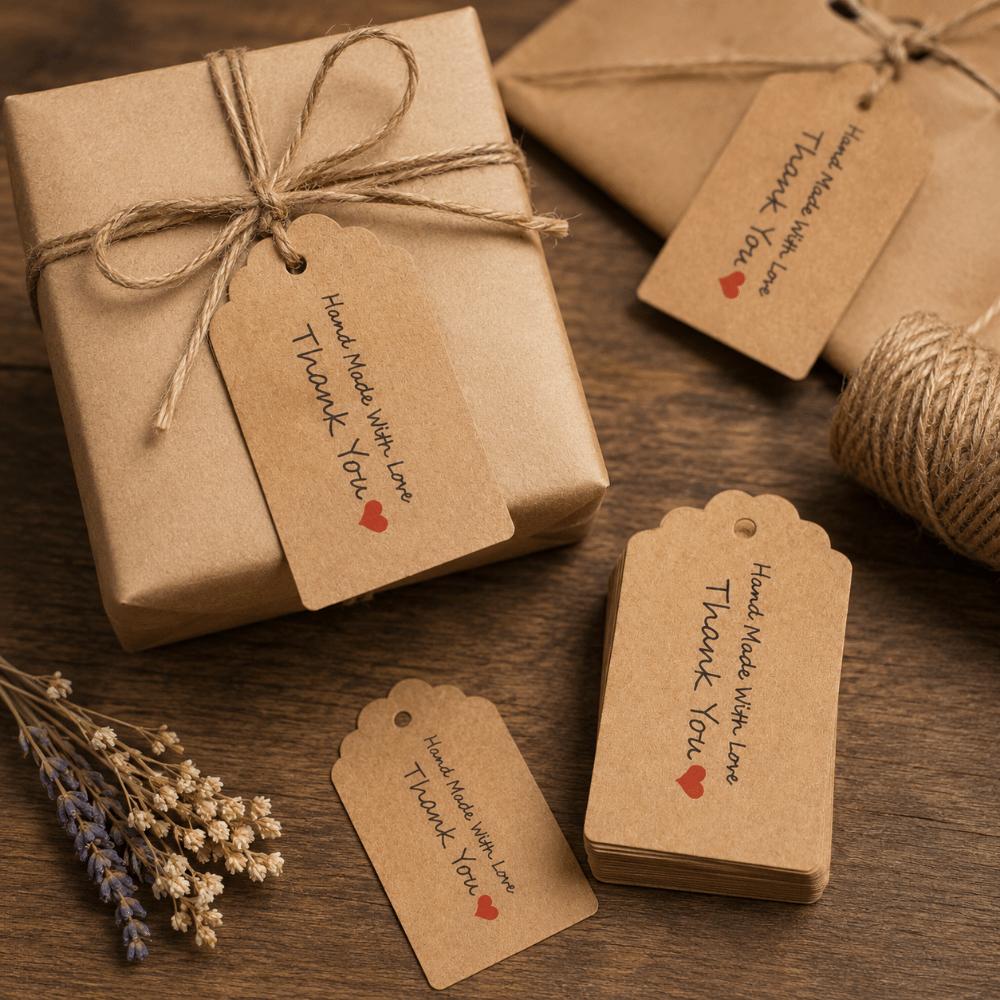 100pcs Brown Color Hang Tags 5 x 3cm Size Paper Tags Wish Card Price Tags For DIY Projects 2-thank you