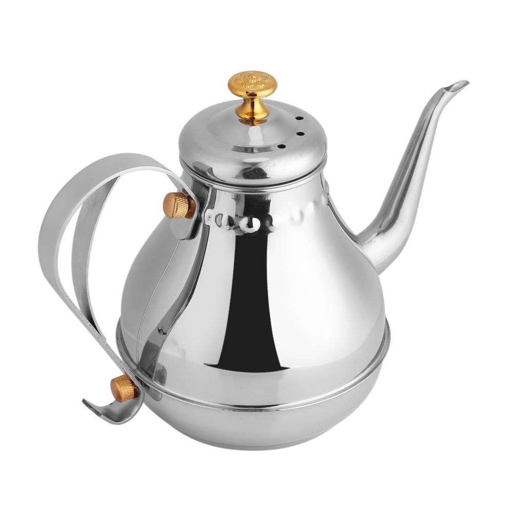 Stainless Steel Gooseneck Pour Over Coffee Drip Kettle, 1.2L Coffee Pot Tea Filter Pot Filter Ergonomic Handle Comfortable Grip for Hotels Restaurants