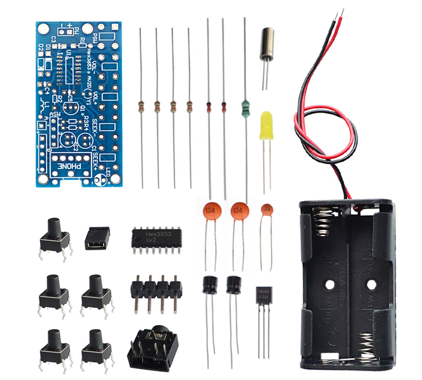 

DIY Електронні набори Бездротовий стерео FM-радіоприймач Модуль PCB 76MHz-108MHz DC 1.8V-3.6V