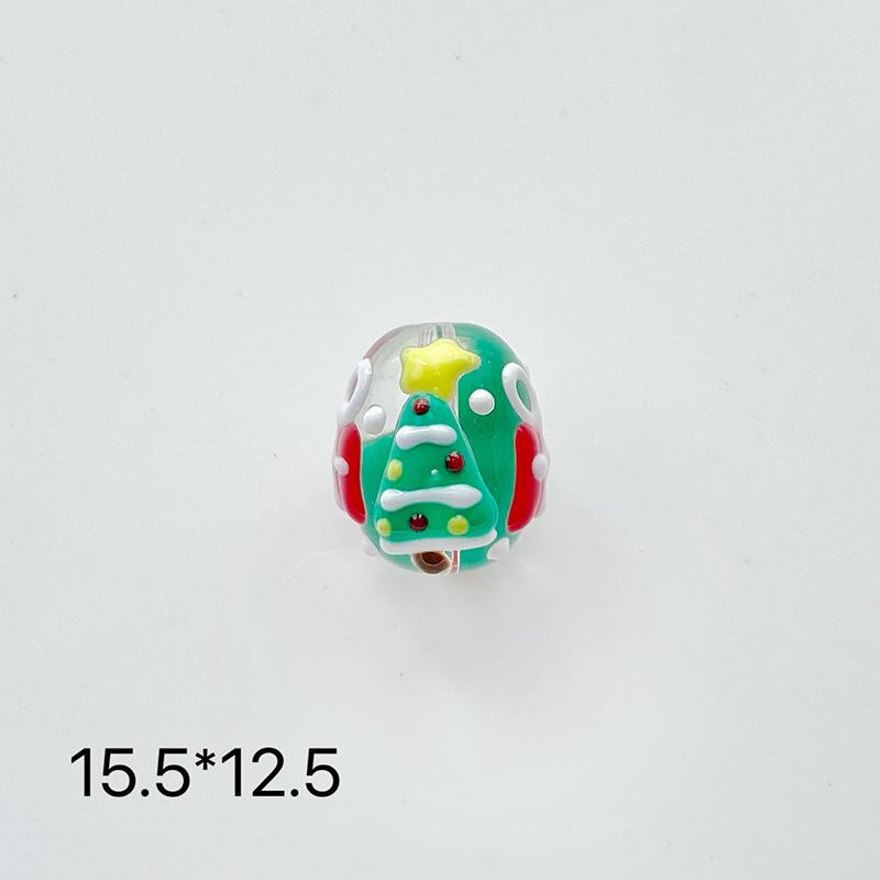 DIY Christmas Oval Hand-Painted Glass Beads: Tree, Old Man & Snowman Bracelet Set