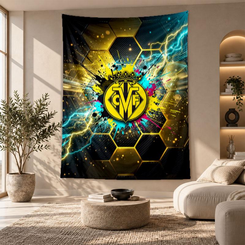 Decorative Tapestry,Villarreal FC Printed Wall Art, Lightweight Wall Hanging For Bedroom Background
