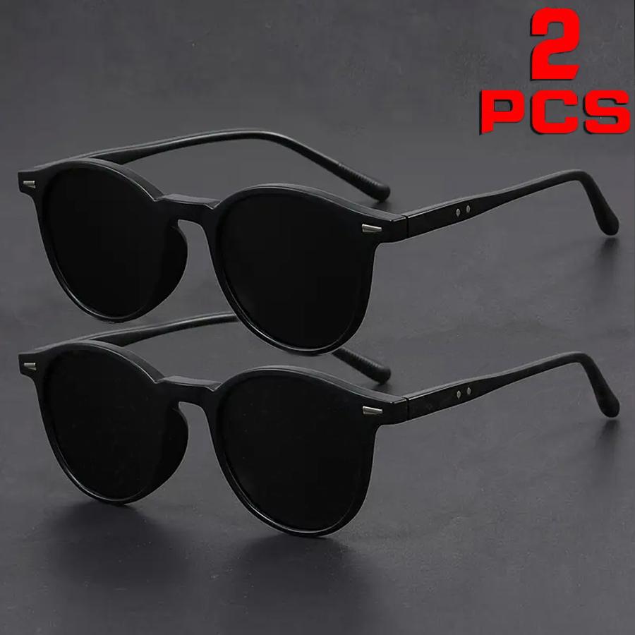 2 pairs of fashionable round frame glasses, unisex - suitable for street photography, music festivals, concerts, for small face