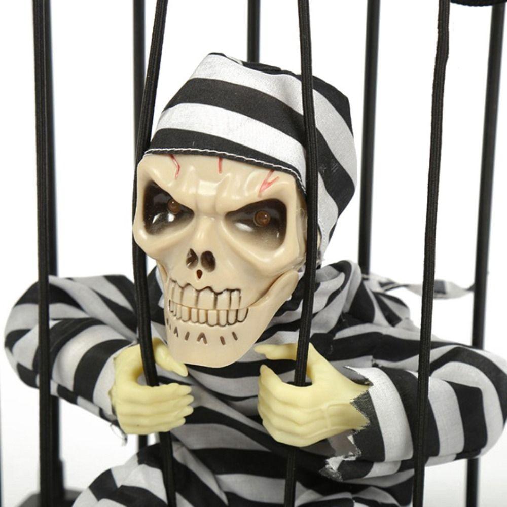 with Cage Halloween Talk Ghost Flashing Light Sound Doll  Haunted House Horror Party Props
