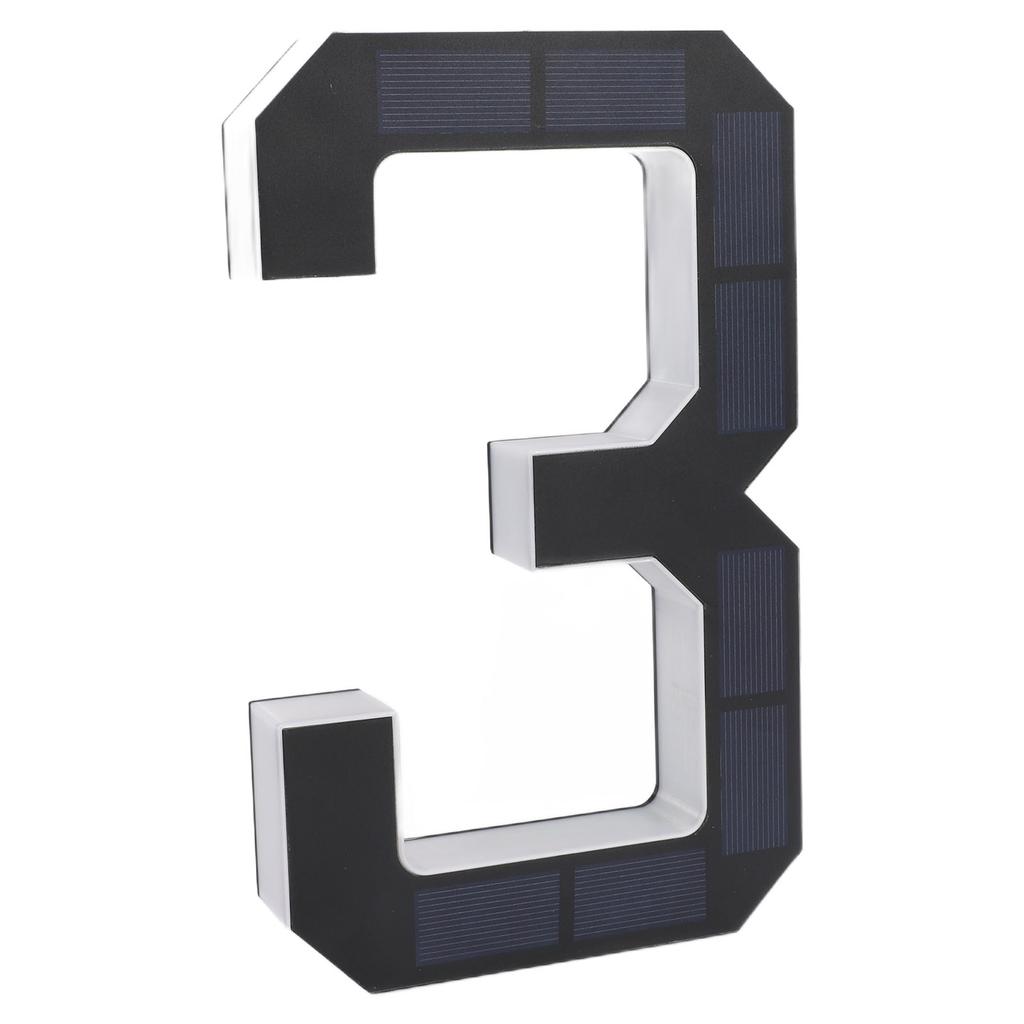 Solar Lighted House Number 3 Water Proof Auto Light Sensor LED Illuminated Address Number for Home Hotel Shop