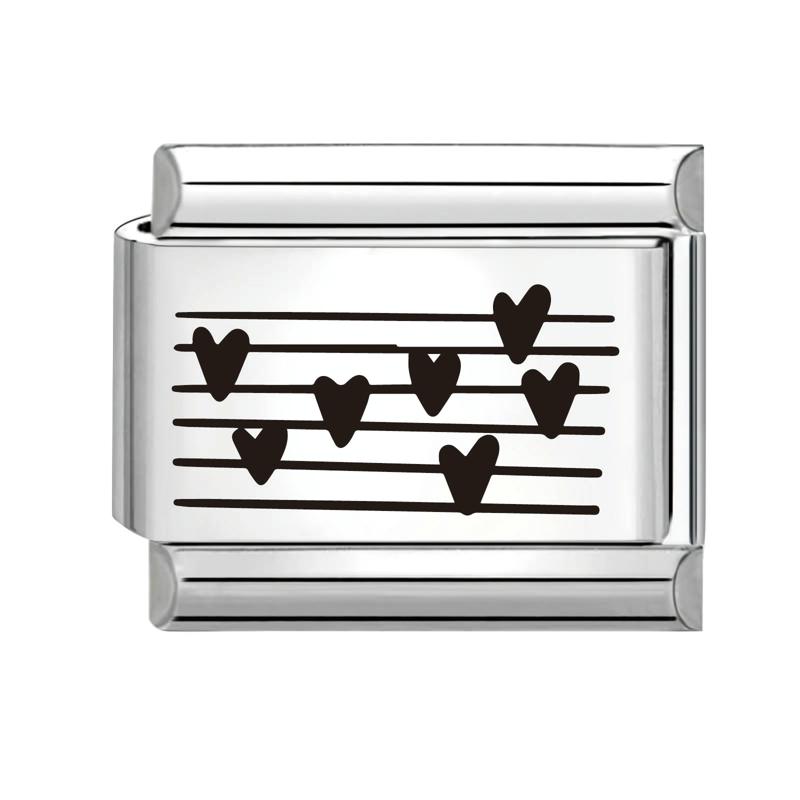 Black Piano Chess Boardlaser Engraving Links Fit 9mm Italian Charms Bracelet Jewelry DIY Making Gifts