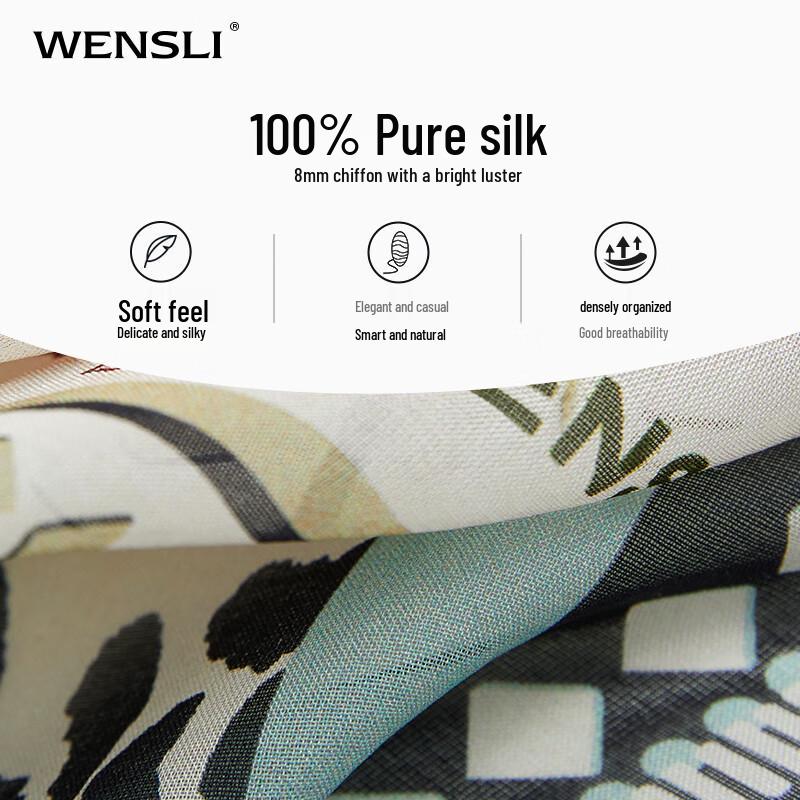 WENSLI Women's Mulberry Silk Brushwork Scarf
