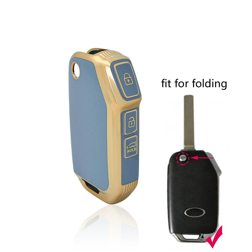 Gold Tpu Key Cover Holder Fob For Kia Sportage 2023 Ray Sorento Soul Telluride Cerato K5 K8 K3 GT-Line Ceed Niro Seltos Case