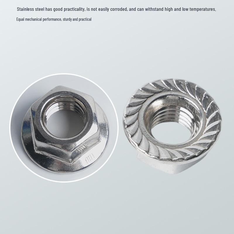 304 Stainless Steel Hexagonal Flange Nut with Teeth
