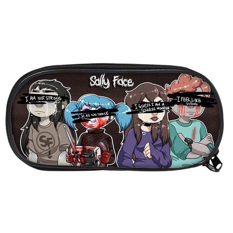 Student Pencil Case With Sally Face Cartoon Print Design Made Of Nylon For School And Office Use