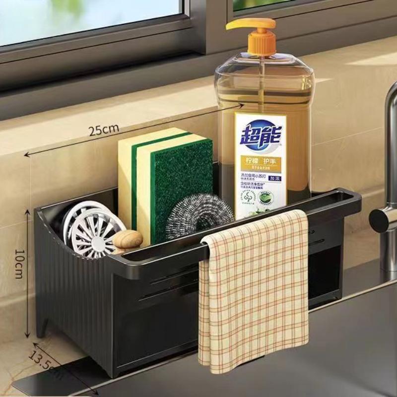 Automatic Drainage Sink Storage Rack Plastic Kitchen Wash Basin Soap Sponge Holder Bathroom Shampoo Organizer Towel Rack