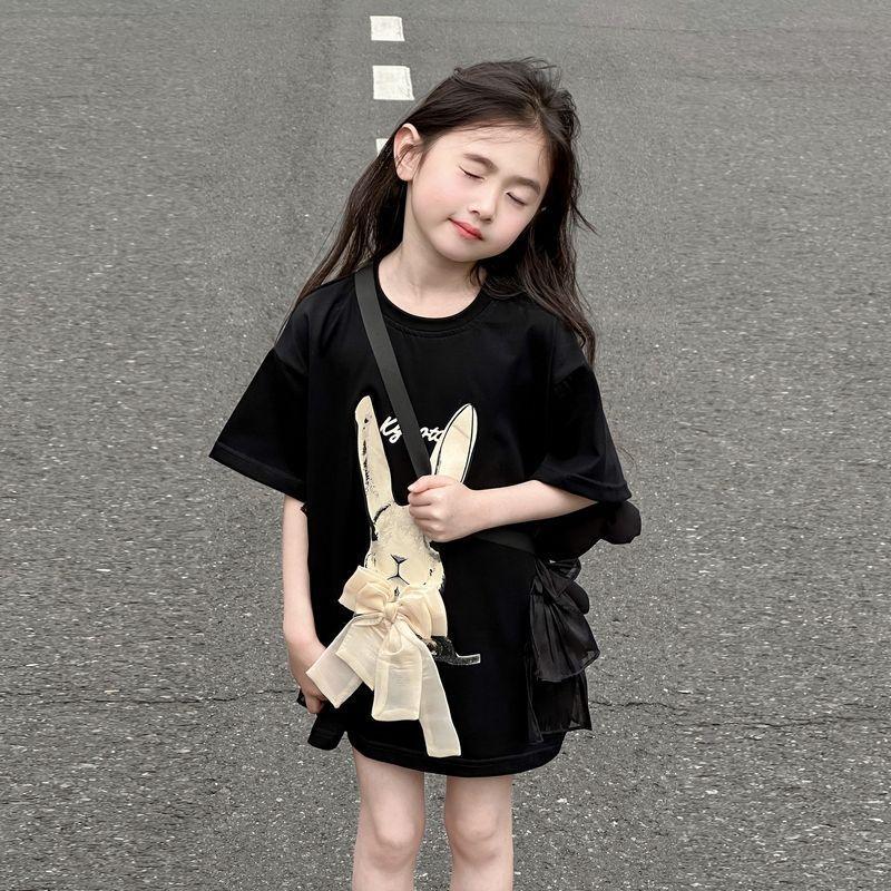 Girls Summer Loose Short Sleeve Cotton T Shirt Dress 120