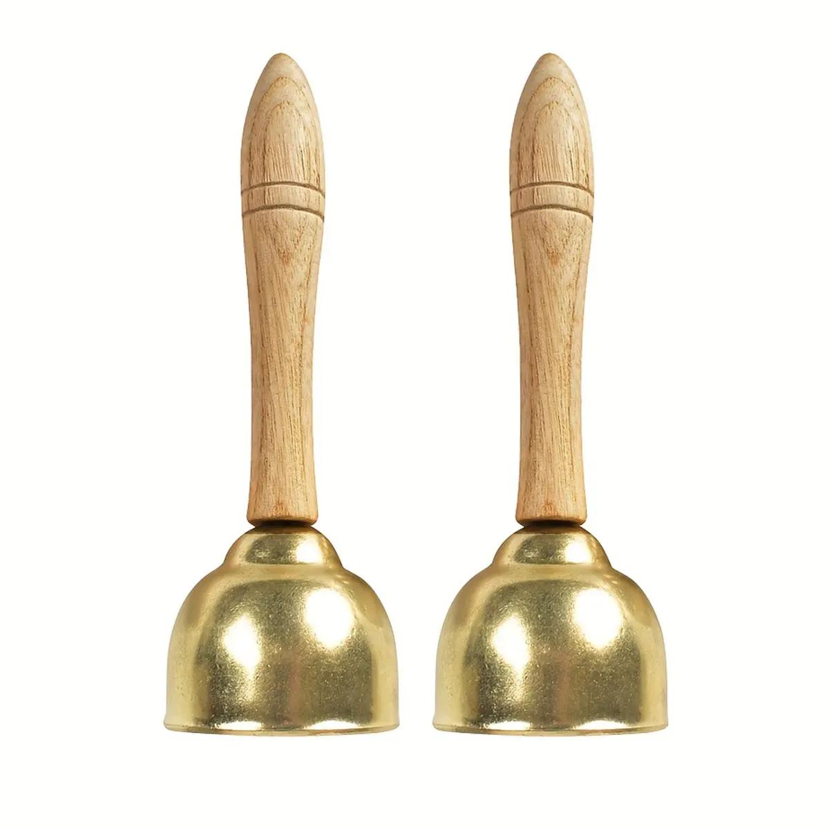 

2pcs Hand Bells with Wooden Handle Handheld Bells Percussion Music Instrument for Wedding Game Party Decor ZSY