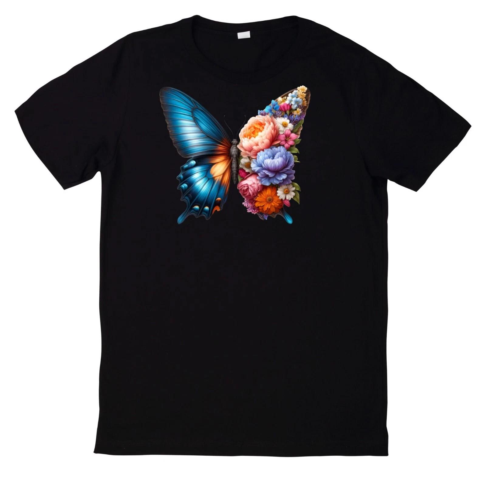 T-Shirt Blumen schmetterling XXL