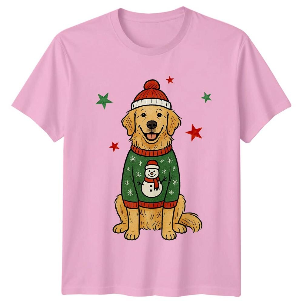 Golden Retriever Christmas Dog Holiday Animals Unisexs TShirt Unisexs Graphic Top