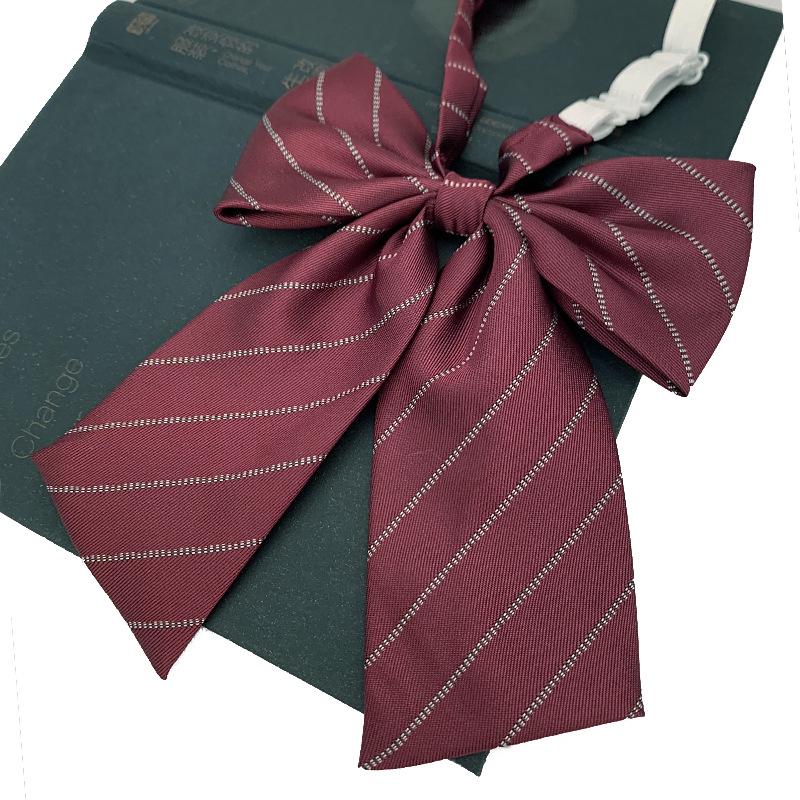 JK Red Bow Tie for Girls with Lapel Flower & Feather, Japanese School Uniform Style, Solid Color, Giant Bow Accessory