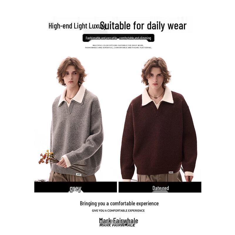 Mark Fairwhale Men's American Vintage Wool Blend Polo Sweater